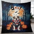 thumbnail image 4 of Happy Halloween Vampire Bulldog BOO with Pumpkins Fun and Spooky Quilt Blanket Dog Lover Gifts Idea Cozy Comforter Throw Blanket - 00018, 4 of 5