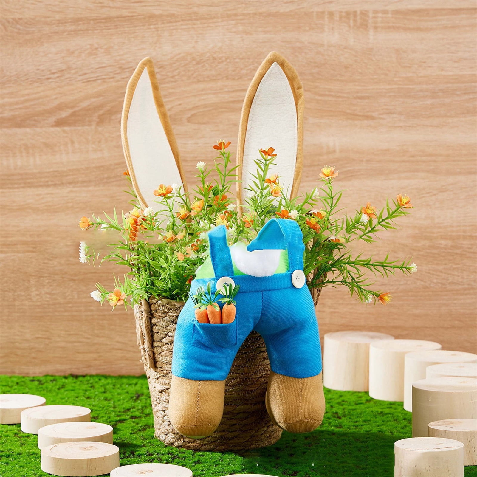 Easter Bunny Wreath with Bow, Spring Floral Decor for Easter Door Wall Decor Indoor Home Decor, Pastel Colors