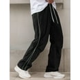 thumbnail image 4 of FEOYA Men Hip Hop Baggy Sweatpants Straight Vintage Track Pant Wide Leg Y2K Streetwear Loose Sport Skateboard Trousers Side Stripes Parachute Pants with Drawstring L Black, 4 of 7