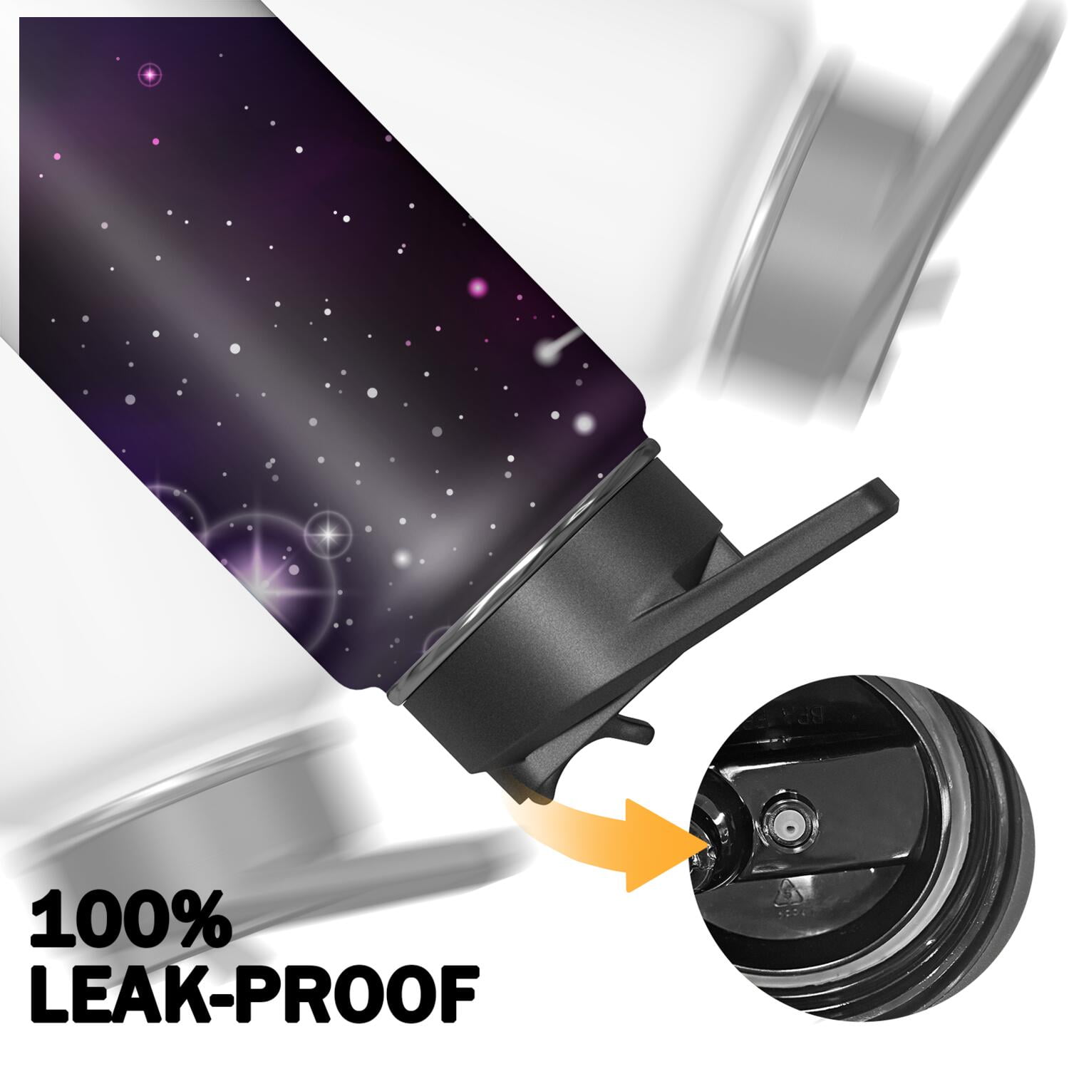 Galaxy Insulated Water Bottle with Straw & Cleaning Brush – 18oz | Leakproof, BPA-Free, 304 Stainless Steel, Wide Mouth, Travel Mug for Car, Gym, Office, Starry, Christmas Thanksgiving Gift