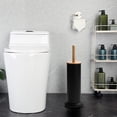 thumbnail image 2 of Toilet Bowl Brush and Holder Toilet Brush with Bamboo Handle and Covered Holder Dual Brush Options Weighted Metal Base (Black), 2 of 4