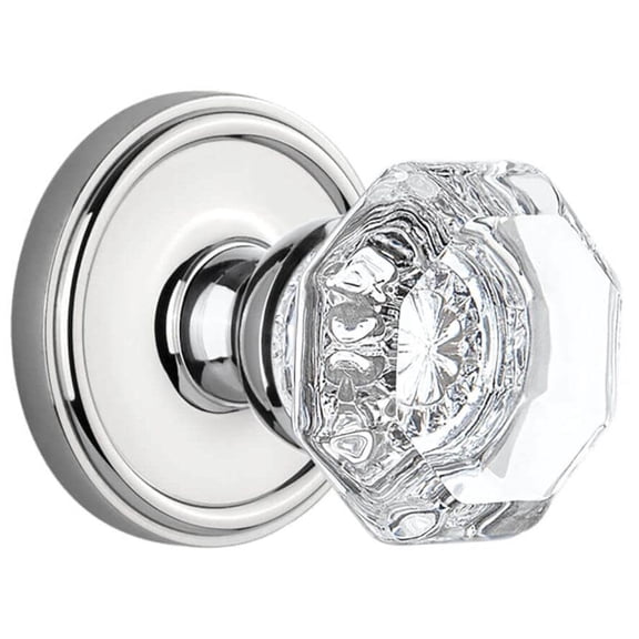 Grandeur Geochm_Psg_238_Cs Chambord Crystal Solid Brass Passage Door Knob Set - Chrome