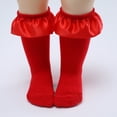 thumbnail image 3 of B91xZ Chaussettes à Volants pour Filles Tout-Petits Chaussettes Crew pour Filles Garçons Chaussettes pour Tout-Petits avec Antidérapants, Rouge P Nourrisson, 3 of 5