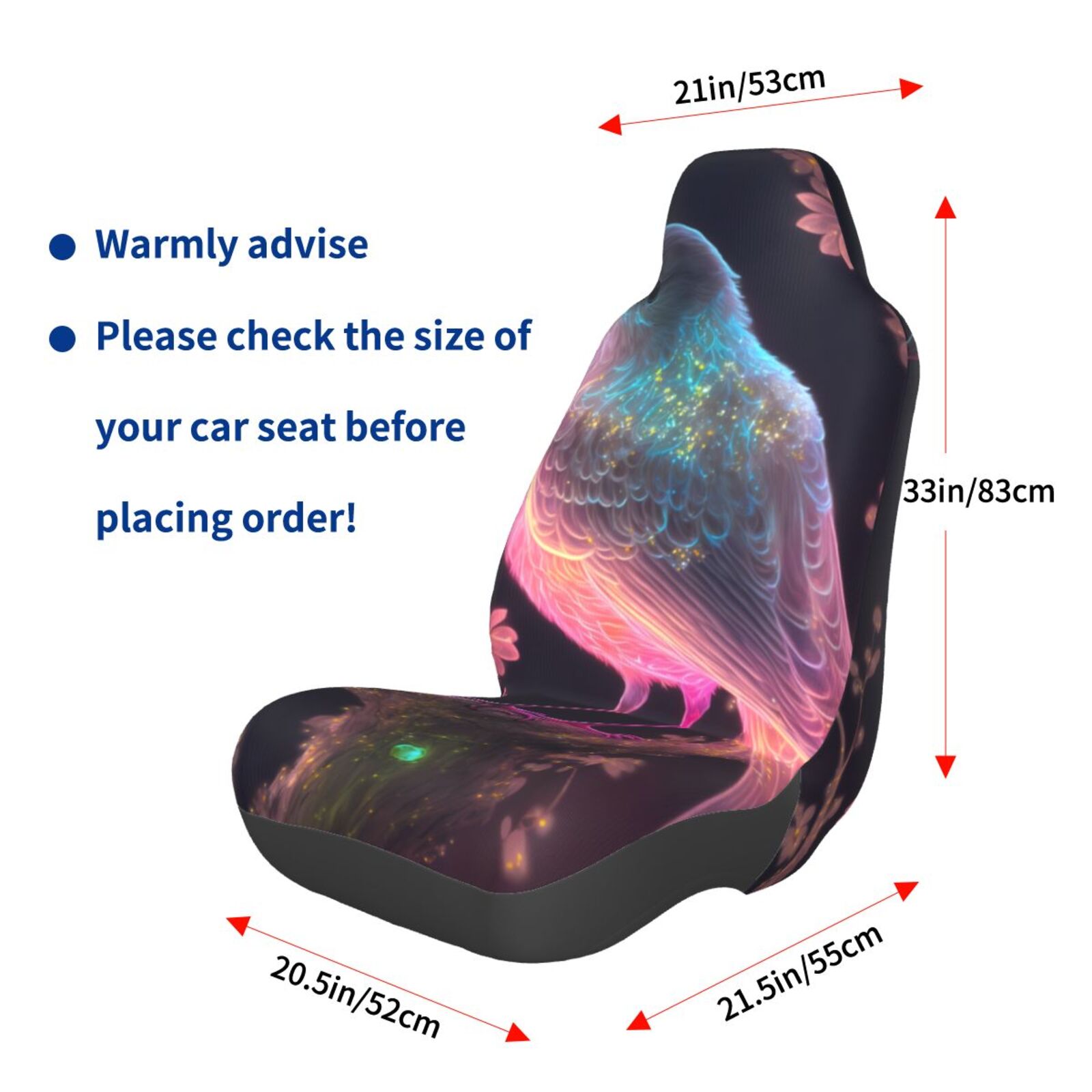 Naloa Bird 1 Car Seat Covers Universal Front Seat Coves for Car Accessories ,Padded Car Covers for Automotive, SUV, Truck, and Van
