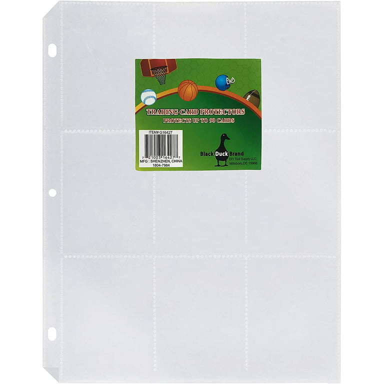 Black Duck Brand Trading Card Protector Sheets - 9 Pocket X 50 Plastic Pages  Holds 450 Cards (3-Ring Binder Compatible) 
