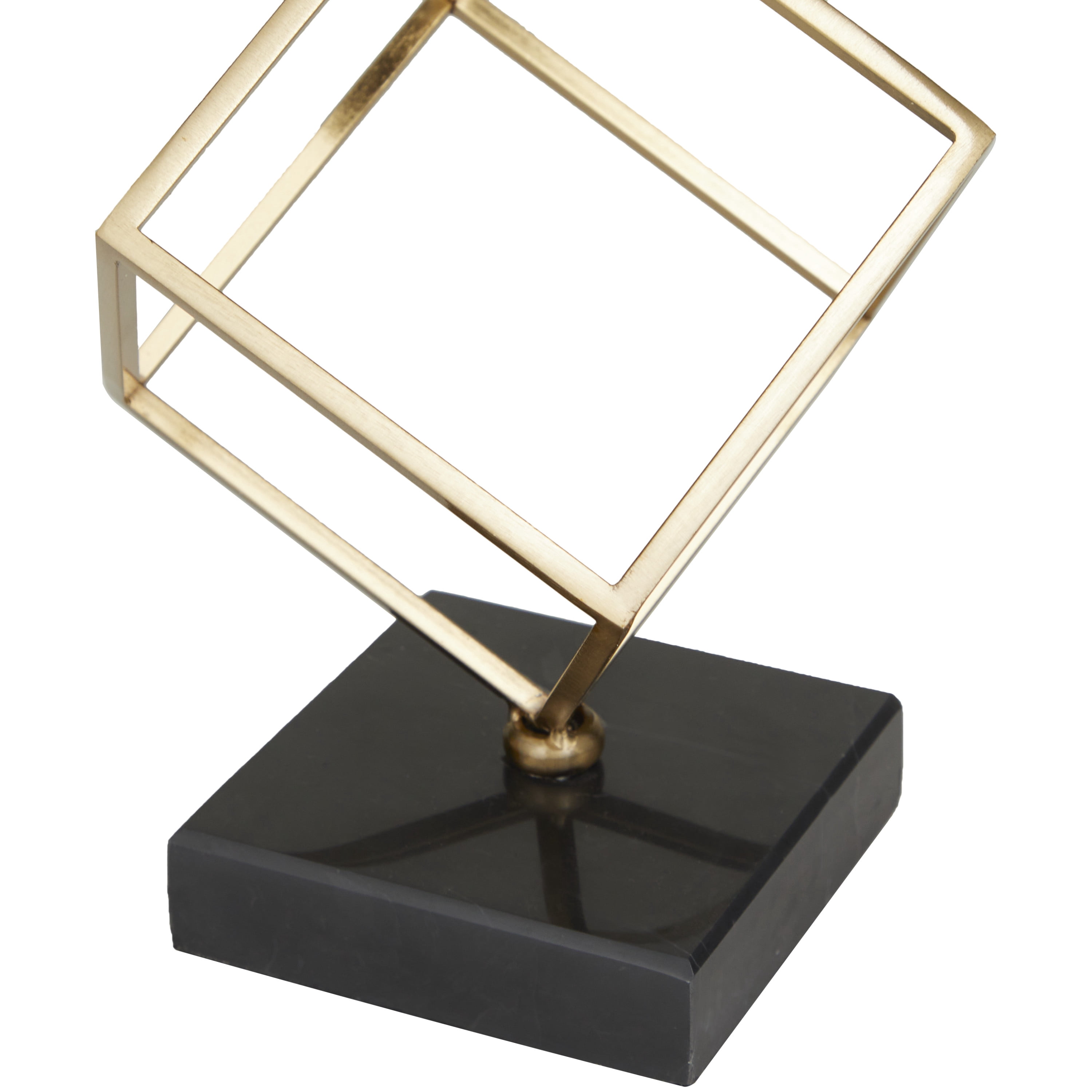 11" x 19" Black Marble Gymnast Sculpture with Gold Cube Base, by DecMode