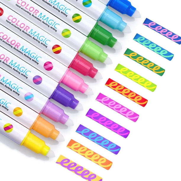 JoyCat Marcadores resaltadores de doble punta con cambio de color, 10 colores