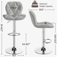 thumbnail image 4 of Topeakmart 2pcs Adjustable Modern PU Leather Swivel Bar Stools with Backrest, Light Gray, 4 of 7