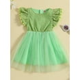 thumbnail image 2 of Bagilaanoe Toddler Baby Girl Summer Dress Floral Ruffle Short Sleeve A-line Princess Dresses 12M 18M 24M 3T 4T 5T Kid Layered Tulle Patchwork Skirt, 2 of 8