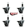 thumbnail image 2 of 3 Inch Thermo Rubber Swivel 1-1/4 Inch Expanding Stem Caster Set with Brake, 2 of 2