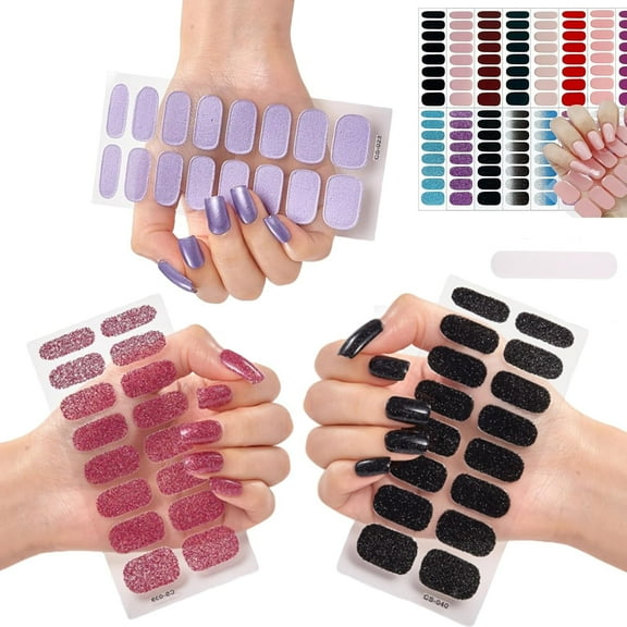 Geeli House Nails, Geeli Nails, Semi Cured Gel Nail Strips Nude, Glitter, Waterproof And Long Lasting Gel Patch (3pc-G)