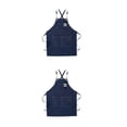 thumbnail image 3 of Soidarity Delantal de trabajo Cafeshop Disfraz Algodón Ampliamente aplicable Servicio de restaurante Traje Ropa de jardinero Delantales de Azul marino 2piezas, 3 of 6