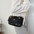 thumbnail image 1 of Bolsa Bolso bandolera de piel sintética con tachuelas y solapa Bolso de hombro con cadena sólida para mujer (Negro) Ehuebsd Nuevos Originales, 1 of 9