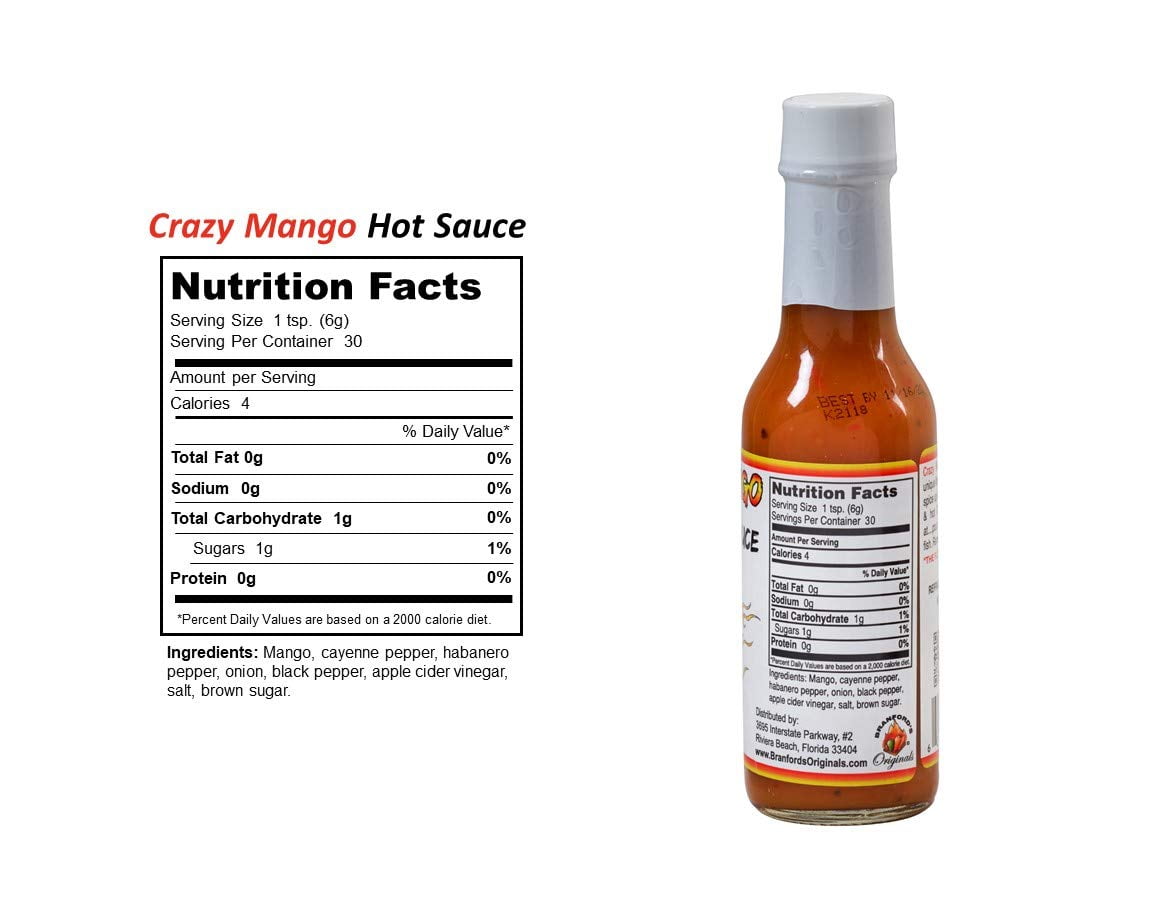 Pack of 12, Branfords Originals Crazy Mango Hot Sauce, 5 fl oz