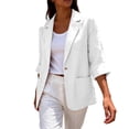 thumbnail image 4 of Linen Blazer Jackets for Women Casual 3/4 Sleeve Lightweight Summer Fall Dressy Coat Outfits with Pockets White XL, 4 of 8