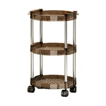 3-Tier Rolling Storage Cart | Plastic Shelf Trolley with Wheels | Coffee or Green | 22.44x11.81x11.81 Inches | Home, Dorm, Kitchen Organizer for Snacks, Beauty Products & More