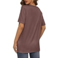 thumbnail image 4 of Womens V Neck Short Sleeve T Shirts Summer Tops Casual Loose Tees Trending Now S-5XL Brown L, 4 of 6