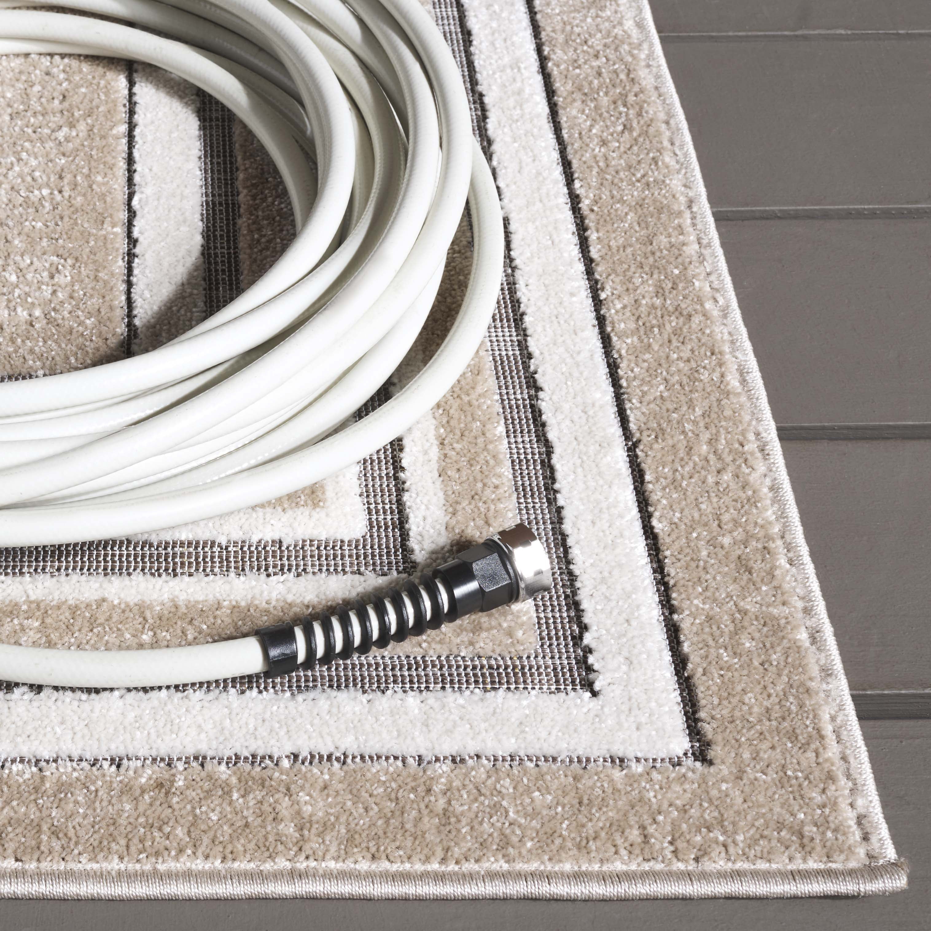 SAFAVIEH Cabana Rado Bordered Indoor/Outdoor Area Rug, Beige/Ivory, 4' x 6'