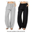 thumbnail image 4 of Pantalones Qarigey de poliéster para mujer largos holgados plisados cintura alta Gris XXL, 4 of 6
