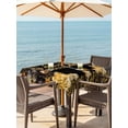 thumbnail image 2 of Outdoor Tablecloth with Umbrella Hole and Zipper, Happy Birthday Square Table Cloth 60x60 Inch Waterproof Tablecloth, Gifts Golden Black Balloons Goblet Glitter Ribbons Picnic Table Cover for Patio, 2 of 7