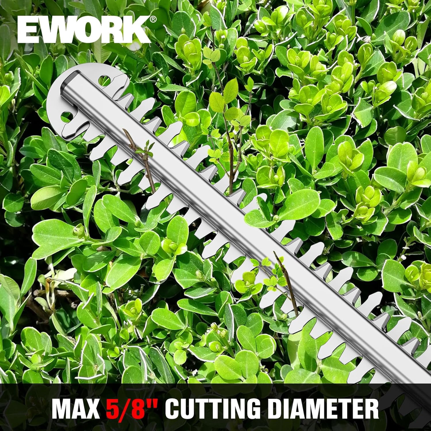 EWORK 22-Inch Cordless Hedge Trimmer, 20V Battery Powered Bush Trimmer, Lightweight Handheld Shrub Trimmer with 2 Batteries and Charger, 5/8-Inch Cutting Capacity for Garden, Yard (Red)