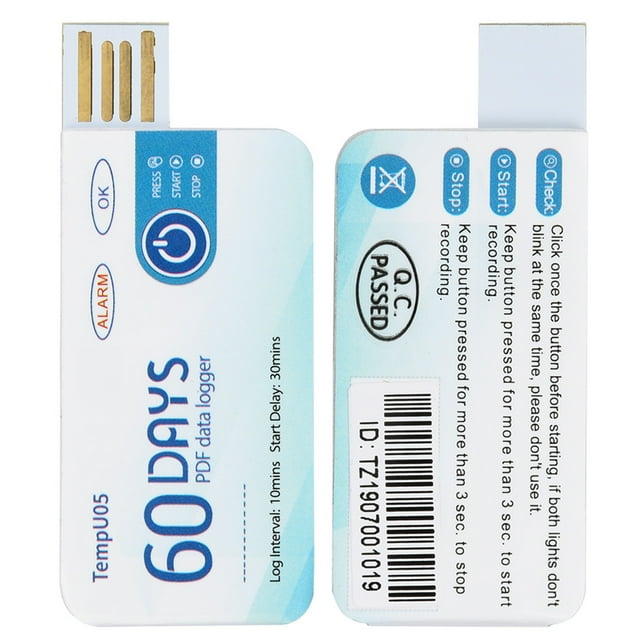 Registrador De Temperatura, TempU05 Registrador De Datos De Temperatura De UnUso Registrador De Temperatura USB Desechable Informe En PDF