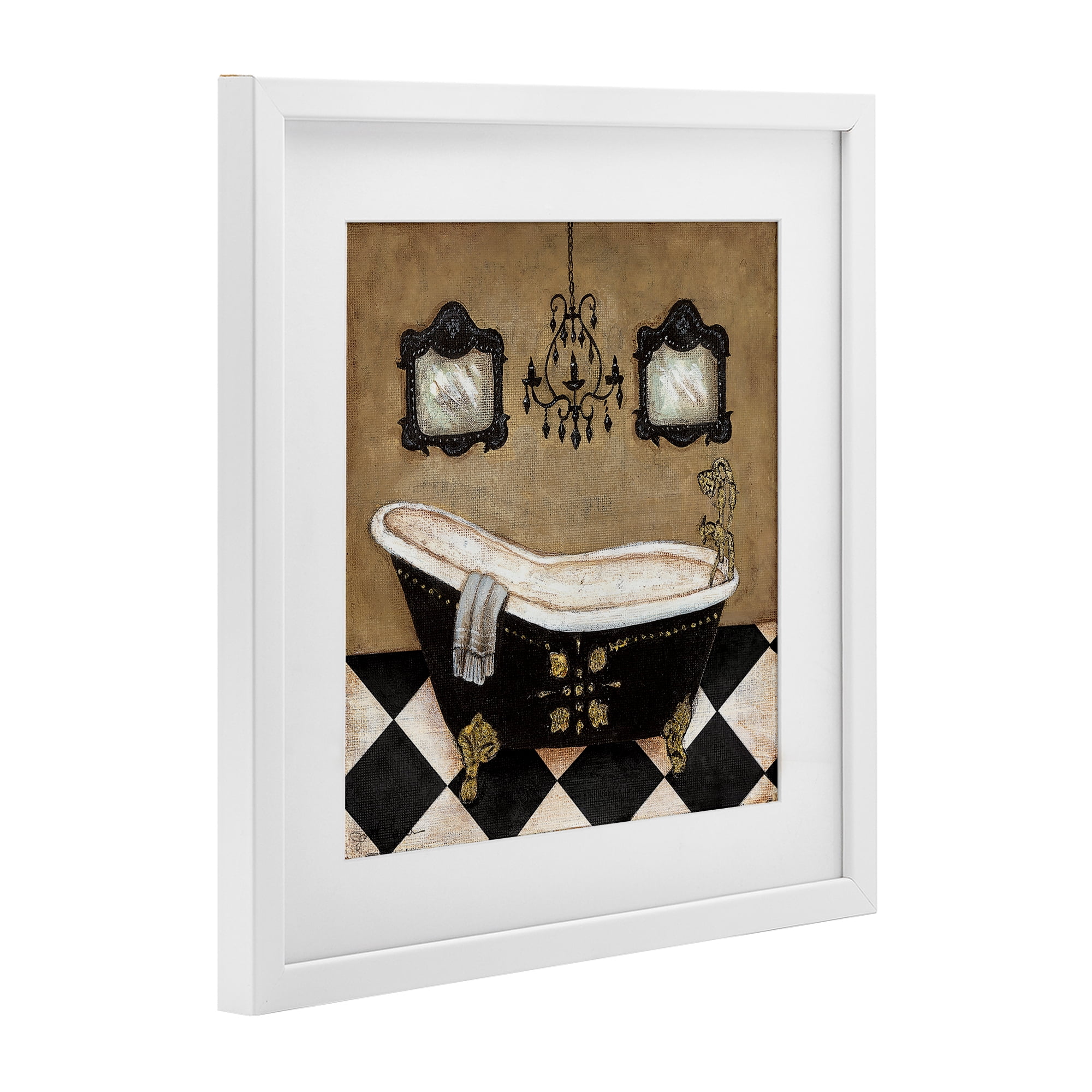 Stupell Industries Elegant Vintage Bathtub White Framed Print Under Glass, design by Janet Tava