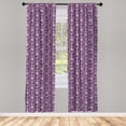 thumbnail image 4 of Ambesonne Floral Window Curtains, Overlapping Vintage Flowers, Each 28" W x 63" L, Lavender Violet and Blue, 4 of 4