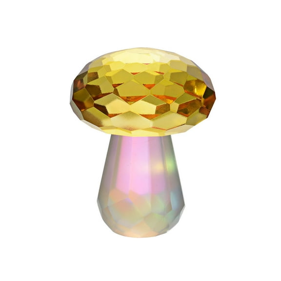 Crystal Mushroom Figurine Statues Home Table Decoration Ornament Collectible，Yellow