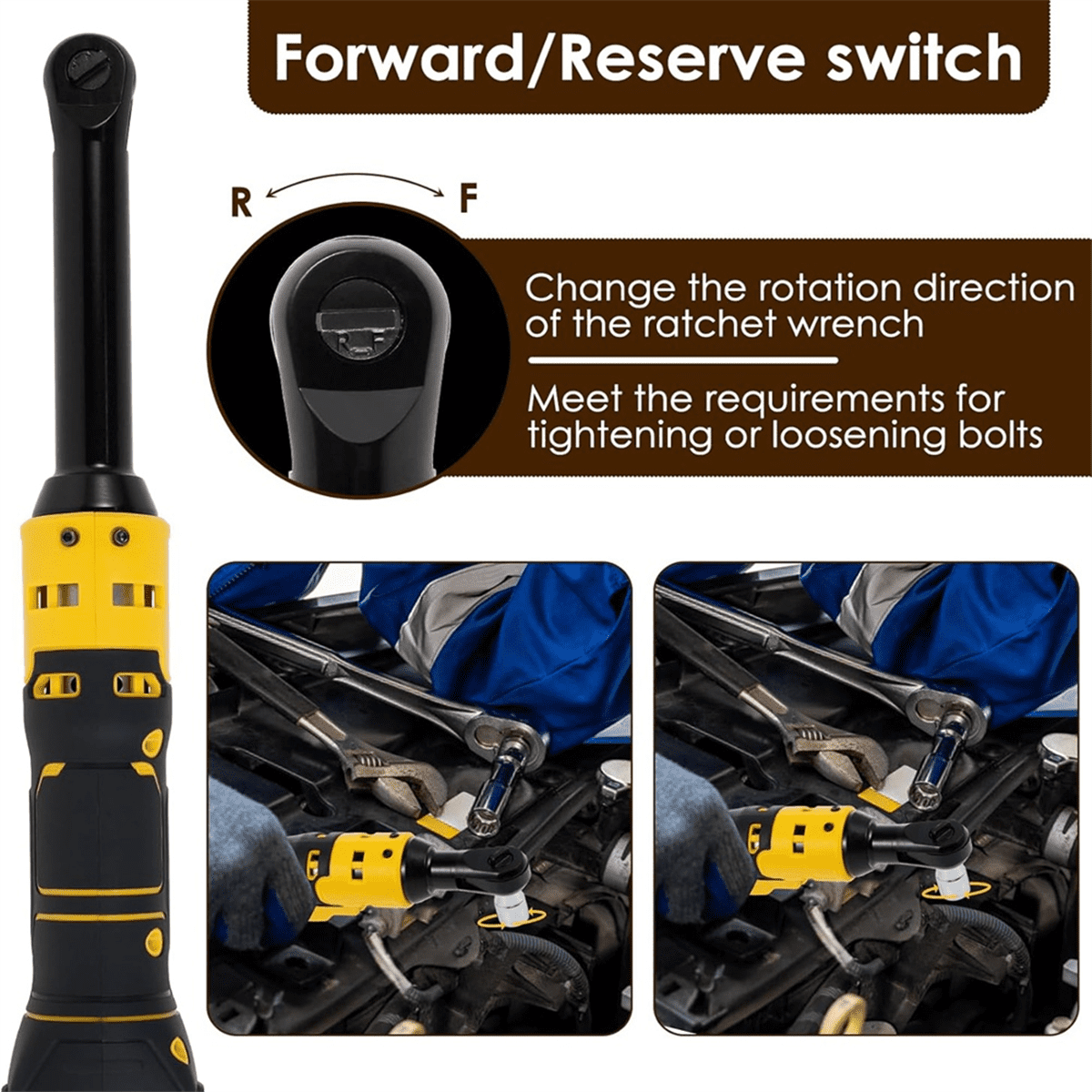 Cordless Ratchet Wrench Set, 3/8In-20V 110Ft Electric Variable Speed Ratchet Wrench with 7 Sockets,Extended Ratchet Tool