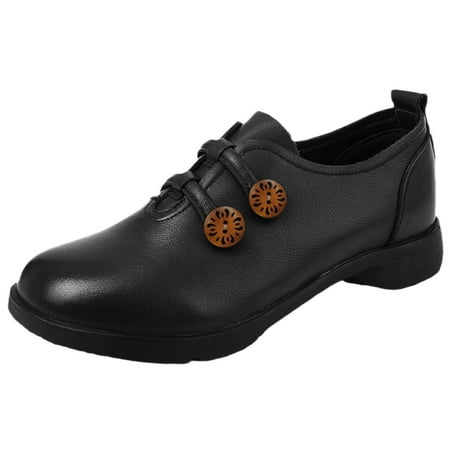 

Youmylove Leather Shoes Flat Soft Sole Women Shoes Retro Fashion Soft Female Trendy Shoes Daily Walk Footwear