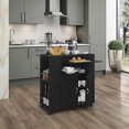 thumbnail image 2 of KB Designs â€“ Îlot de Cuisine en Bois Noir Chariot Roulant sur Roues avec Armoire de Rangement, 2 of 4