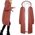 thumbnail image 3 of Women's Hooded Coat Winter Warm Zippered Outerwear Long Cardigan with Drawstring Pockets, 3 of 7
