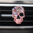 thumbnail image 4 of 3-piece skull car air freshener vent clip, sparkling crystal punk skull head car vent clip car diffuser charming cute car accessories interior decoration unisex, 4 of 5