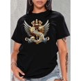 thumbnail image 2 of Camiseta para mujer Suave de veranoWomen'S Casual Crew Neck T-Shirt with Wings S Letter Print, Polyester 100% Knit Fabric, Regular Length, Spring/Summer Fashion TopFather's Day, Mother's Day, New Ye, 2 of 8