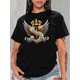thumbnail image 2 of Women'S Casual Crew Neck T-Shirt with Wings S Letter Print, Polyester 100% Knit Fabric, Regular Length, Spring/Summer Fashion Top, 2 of 7