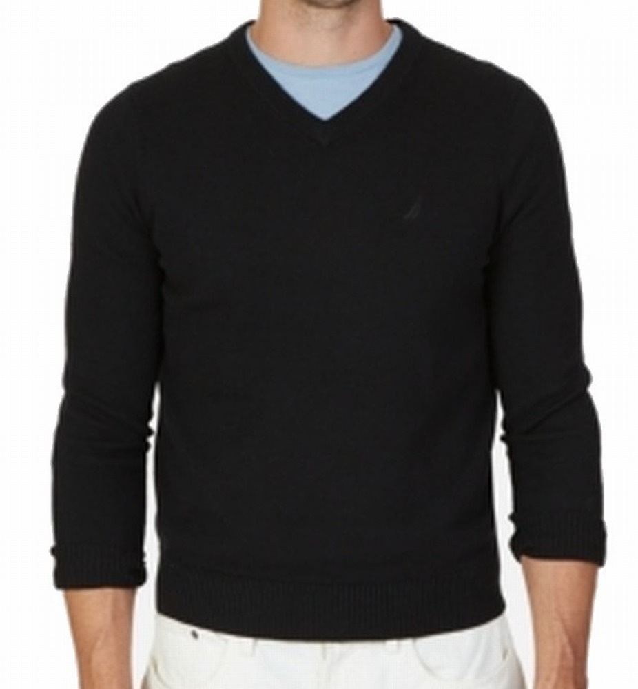 Nautica - NEW Black Mens Size 4XL Ribbed Trim V-Neck Pullover Sweater ...