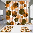 thumbnail image 1 of Bathroom Four-Piece Set with 12pcs Hooks Accessories,Bathroom Decor Waterproof Shower Curtain Set,Hexagonal Honeycomb Bathroom Sets with Shower Curtain,Bathroom Mat,U-Shaped Rug,Toilet Lid Cover, 1 of 6