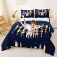 thumbnail image 3 of Manfei Rustic Country Deer Full Size Comforter Sets,Retro American Flag Bedding Comforter Set,Blue,Navy Blue Reversible,3 Pieces,1 Comforter and 2 Pillowcases, 3 of 7