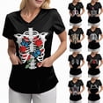 thumbnail image 4 of Godom V Neck Fall Shirts for Women Graphic T Shirts Cute Halloween Tee Tops, 4 of 7