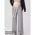 thumbnail image 2 of Maternity Wide Leg Pants - Soft Straight Leg Trousers for Outdoor, Spring and Autumn Pregnancy Clothes, 2 of 8