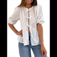 thumbnail image 3 of Blusa Peplum Y2K para Mujer, de Corta Abullonada, con Lazo, para Salir de Verano, Blusa Babydoll. L, 3 of 10
