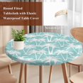 thumbnail image 3 of Mint Palm Tree Summer Round Tablecloth 45-54 Inch Round Fitted Table Cloth with Elastic Edge, Beach Tropical Botanical Coastal Waterproof Table Cover Protector for Outdoor Picnic Party Dining, 3 of 9