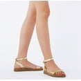 thumbnail image 2 of DREAM PAIRS Women's Cute Open Toes One Band Ankle Strap Summer Flat Sandals GOLD/PU ELENA-5 size 9.5, 2 of 6