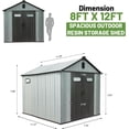 thumbnail image 3 of TOTAL Outdoor 8x12 FT Resin Storage Shed, Lockable, Waterproof Outdoor Shed with Windows & Vents, Heavy-Duty Plastic Tool Storage for Patio Furniture, Lawn Mower, and Bikes, 3 of 8