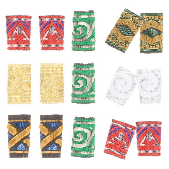 IBASETOY Dreadlock Braid Cuffs Hair Jewelry for Locs 15Pcs Assorted Color Fabric Material