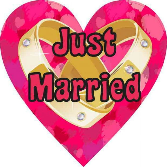 4in x 4in Just Married Heart Decal Car Door Vinyl Decal Bumper Sticker