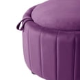 thumbnail image 6 of UIXE 30" Round Storage Ottoman with Flip Top Tray Upholstered Ottoman Coffee Table Modern Velvet Circle Footstool for Bedroom Entryway, Purple, 6 of 7