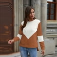 thumbnail image 3 of Qiopertar Haut Décontracté Ample à Manches Longues Col Rond Contrasté pour Femmes en Solde à Moins de 5$ jusqu'à 90 % de Réduction, 3 of 3