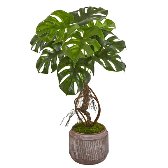 Nearly Natural 26in. Monstera Artificial Plant in Stoneware Planter
